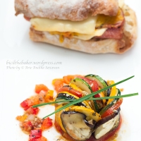 Ratatouille and whatever comes with it..(in this case Ham and Cheese Ciabatta)